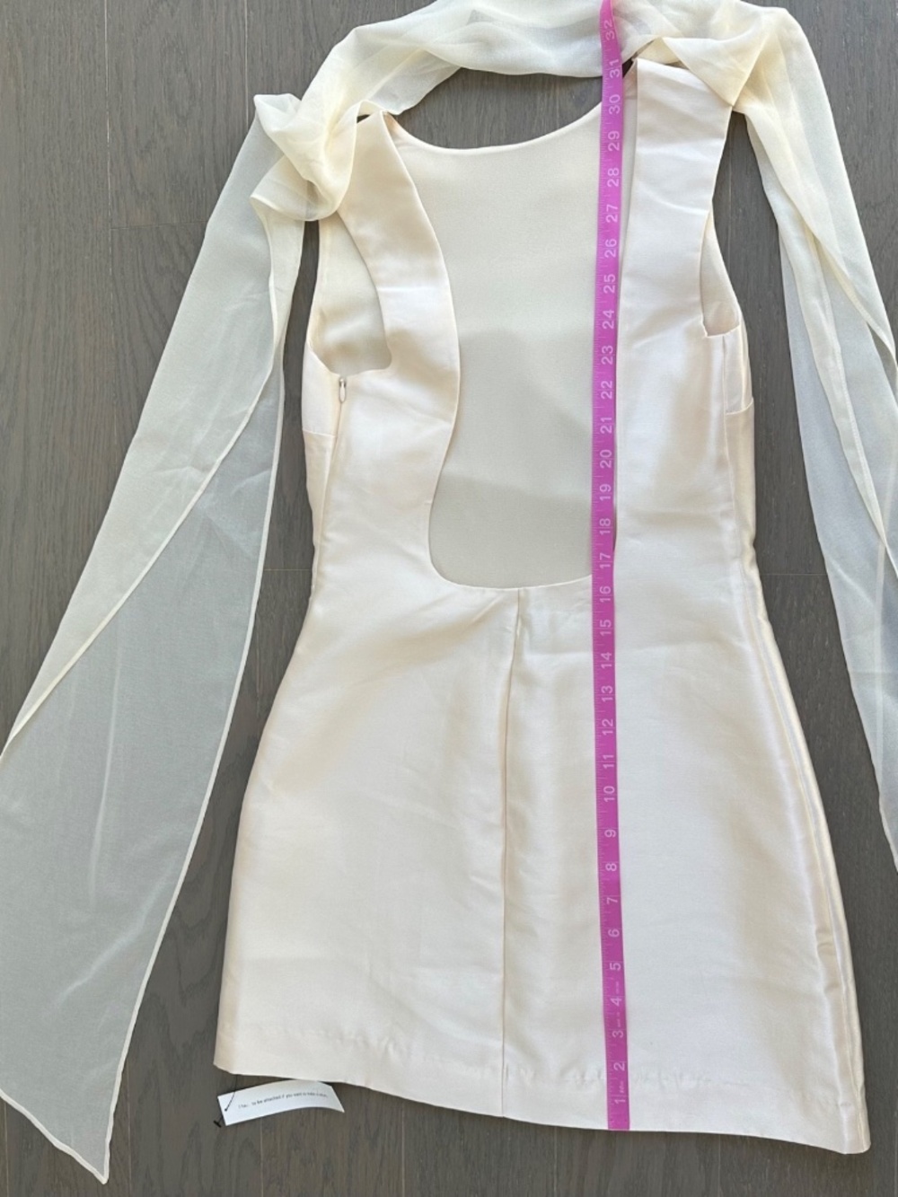 Reformation Ecru Mini Dress 0 satin with scarf - Picture 6 of 11
